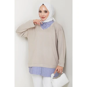 Gömlek Yaka Oysho Tunik 1612 - Taş