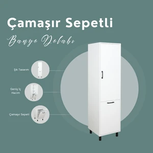 Çamaşır Sepetli Banyo Dolabı