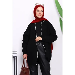 İmaj Butik Siyah Yumoş Triko İncili Hırka