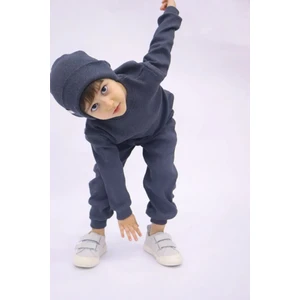 ANTRASİT Fitilli 3'lü Çocuk Takım (Şapka-Sweat-Eşofman)(2-7yaş)