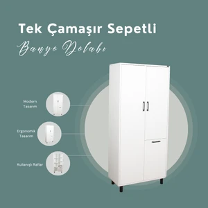 Çok Amaçlı & Tek Çamaşır Sepetli Banyo Dolabı