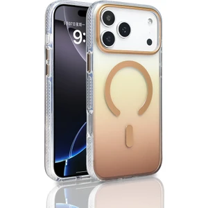 Apple iPhone 17 Pro Max Kılıf M-Safe Şarj Özellikli Transparan Renk Geçişli Zore Toros Kapak Gold