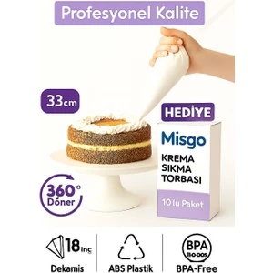 Dönen Pasta Sıvama Standı 360' Dönebilen Pasta Standı + 10'lu Krema Sıkma Torbası