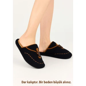 Kadın Kışlık Düğmeli Içi Havlulu Rahat Kaymaz Tüylü Ev Terliği