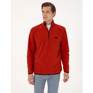 Pierre Cardin Erkek Kiremit Regular Fit Yarım Fermuarlı Polar Sweatshirt 50314056-VR040