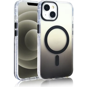 Apple iPhone 13 Kılıf M-Safe Şarj Özellikli Transparan Renk Geçişli Zore Toros Kapak Siyah