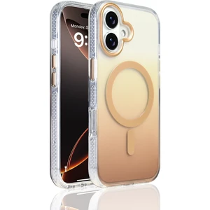 Apple iPhone 17 Kılıf M-Safe Şarj Özellikli Transparan Renk Geçişli Zore Toros Kapak Gold