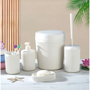 5'li Banyo Seti 5 Lt Çöp Kovası Tuvalet Fırçası Lavabo Takımı Sabunluk Diş Fırçalık Banyo Takımı