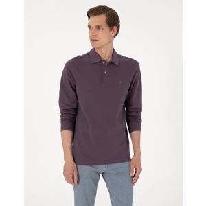 Pierre Cardin Erkek Mor Slim Fit Kıvrılmaz Polo Yaka Basic Pike Sweatshirt 50314048-VR038