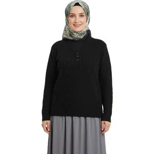 Kadın Kışlık Triko Kazak Kardelen Örme V Yaka Yumuşacık Rahat Tam Kalıp