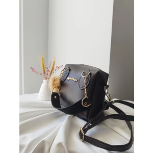 Mini Model Puf Charm Detaylı Deri Acı Kahve Kadın El, Omuz, Çapraz Çanta