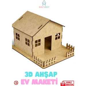 May's Nest 3D Eğitici ve Eğlenceli Boyanabilir Çitli Ev Maketi