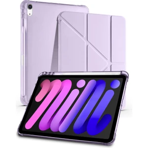 Nezih Case Apple iPad Mini 7 / iPad Mini 6 Uyumlu Pu Deri Uyku Modlu Kalem Bölmeli Arkası Yumuşak Silikon Kılıf