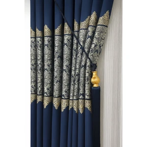 Pano Fon Perde Lacivert Damask Desenli Fon Perde 1 / 3 Sık Pile Pano, Fon, Tül, Perde,
