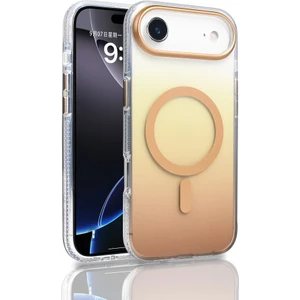 Apple iPhone 17 Air Kılıf M-Safe Şarj Özellikli Transparan Renk Geçişli Zore Toros Kapak Gold