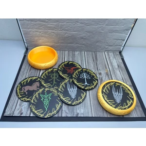 Yüzüklerin Efendisi (Lord Of The Rings) Bardak Altlığı Seti ve Tek Yüzük Standı