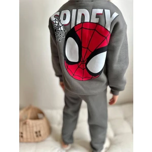 Cg Kids Örümcek Adam Erkek Çocuk 3 Iplik Şardonlu Kalın Kumaş Alt Üst Takım Süper Kalite