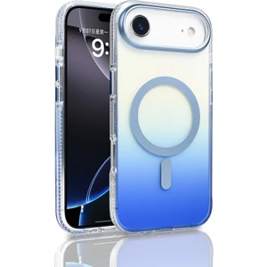 Apple iPhone 17 Air Kılıf M-Safe Şarj Özellikli Transparan Renk Geçişli Zore Toros Kapak Mavi