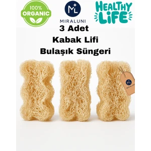 3’lü Doğal Kabak Lifi Bulaşık Süngeri – Bitkisel, Çevre Dostu, Plastik Içermez, Uzun Ömürlü