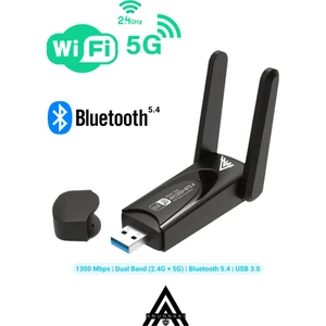 1300 Mbps USB Wifi 6 Adaptör 2.4g+5g ve Bluetooth 5.4 Tak Çalıştır Çift Antenli Wifi Dongle