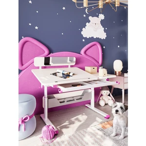 Creo Mobili Vega Standart Ergonomik Öğrenci Masası Çok Fonksiyonlu Çalışma Masası - 130x70 Cm, Beyaz/Fuşya