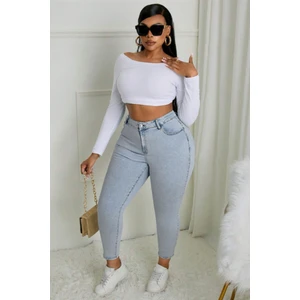 CEDY DENIM Kadın Yüksek Bel Skinny Fit Jeans Büyük Beden Kot PantolonC597