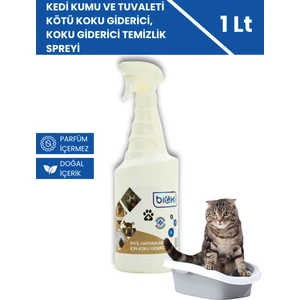 Kedi Kumu ve Tuvaleti Kötü Koku Giderici, Doğal, Parfümsüz, Koku Giderici Temizlik Spreyi 1Lt
