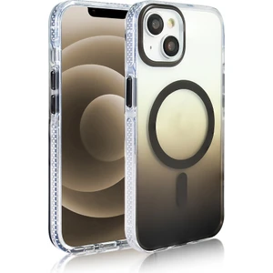 Apple iPhone 13 Kılıf M-Safe Şarj Özellikli Transparan Renk Geçişli Zore Toros Kapak Gri