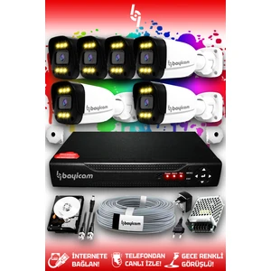 6 Kameralı Ultra 6 Dış Kamera Set 500 GB 5 MP 2K Net Renkli Gece Görüşlü Güvenlik Kamerası Sistemi
