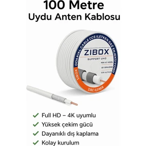 100 Metre Rg6-U6 Uydu Anten Kablosu Kolay Kurulum ve Dayanıklı Tasarım ile Birinci Kalite