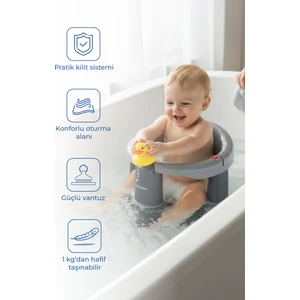 Babyjem Önden Açılır Banyo ve Mama Oturağı Gri Minderi 2'li Set
