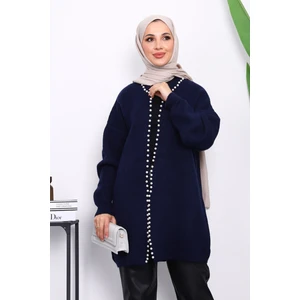 İmaj Butik Lacivert Yumoş Triko İncili Hırka