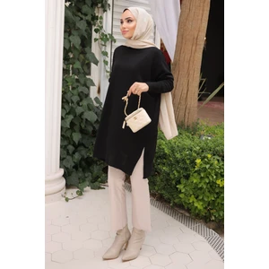 Siyah Soğuk Iplik Merserize Triko Kazak