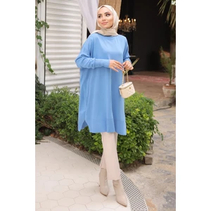 Indigo Soğuk Iplik Merserize Triko Kazak