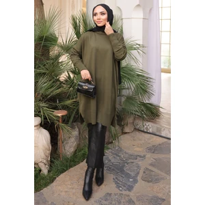 Haki Soğuk Iplik Merserize Triko Kazak