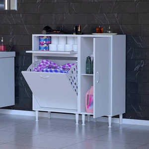Modilayn 90 x 97 x 32 cm YENİCE Kirli Çamaşır Sepetli Dolap Çok Amaçlı Banyo Dolabı Mutfak Dolabı