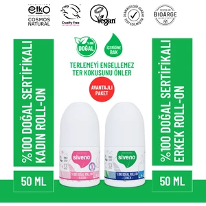 %100 Doğal Roll On Kadın & Erkek Deodorant Ter Kokusu Önleyici Bitkisel Lekesiz Vegan 50 ml Set