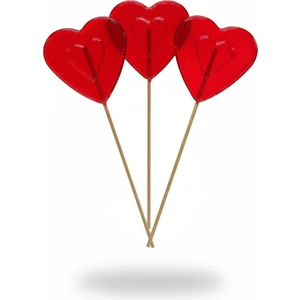 Gaga Mümessillik Büyük Boy 50 Adet Kalpli Sosyete Şeker  30 gr Lolipop Kırmızı Çubuklu Çocuk Doğum Günü Party