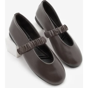 Kadın Büzgülü Bantlı Günlük Babet Vifar Kahve