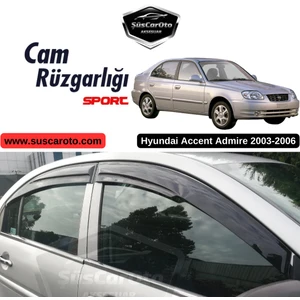 Hyundai Accent Admire 2003-2006 Uyumlu Mugen Cam Rüzgarlığı Seti Piano Black 4'lü Ithal