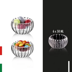 Cam Lokumluk Çerezlik Çift Cidarlı Çizgili Desenli 6'lı 50 ml