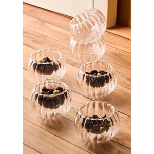 Cam Lokumluk Çerezlik Çift Cidarlı Çizgili Desenli 6'lı 50 ml