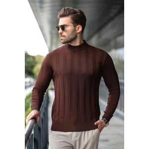 Kahverengi Yarım Balıkçı Erkek Triko Kazak E7423