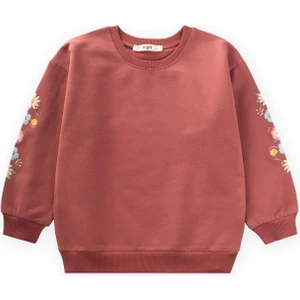 Kol Nakışlı Sweatshirt 2-12 Yaş Gül Kurusu