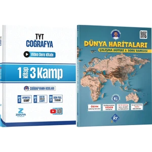 Coğrafyanın Kodları TYT Coğrafya 1 Kitap 3 Kamp Video Ders Kitabı ve Dünya Haritaları Çalışma Defteri Soru Bankası Seti Kr Akademi Yayınları