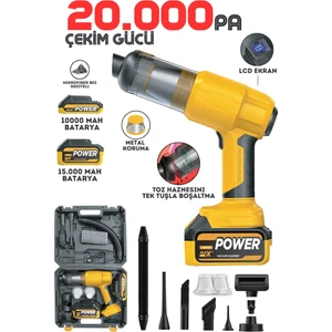 25000MAH Çift Bataryalı 20000PA Ultra Çekim Güçlü Auhma Çantalı Yedek Filtreli Araç Temizleme Süpürgesi