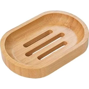 Ahşap Yuvarlak Bambu Katı Sabunluk Dekor Lavabo Duş Sabunluk Oval Tasarım
