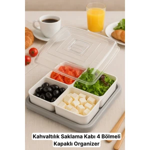 Bayce Home Kapaklı 4lü Çok Amaçlı Gri Saklama ve Sunum Kabı – Kahvaltılık / Mezelik