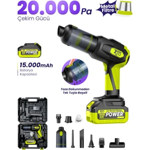 7go 7gab-03 Kablosuz Araç Içi Süpürge | 20.000PA Güçlü Emiş | 90.000RPM Fırçasız Motor | 15.000MAH Uzun Ömürlü Batarya | Üfleme & Vakum 2’si 1 Arada