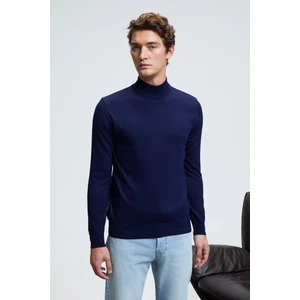 REBEL Erkek Yarım Balıkçı Yaka Basic Slim Fit Triko Lacivert Kazak